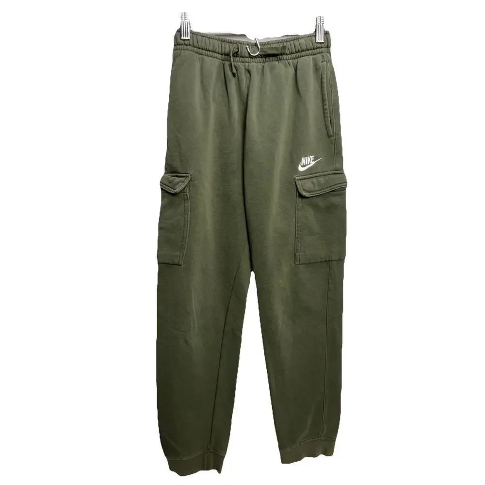 Nike Kids Cargo Jogger Sweatpants Green Fleece Logo Size L